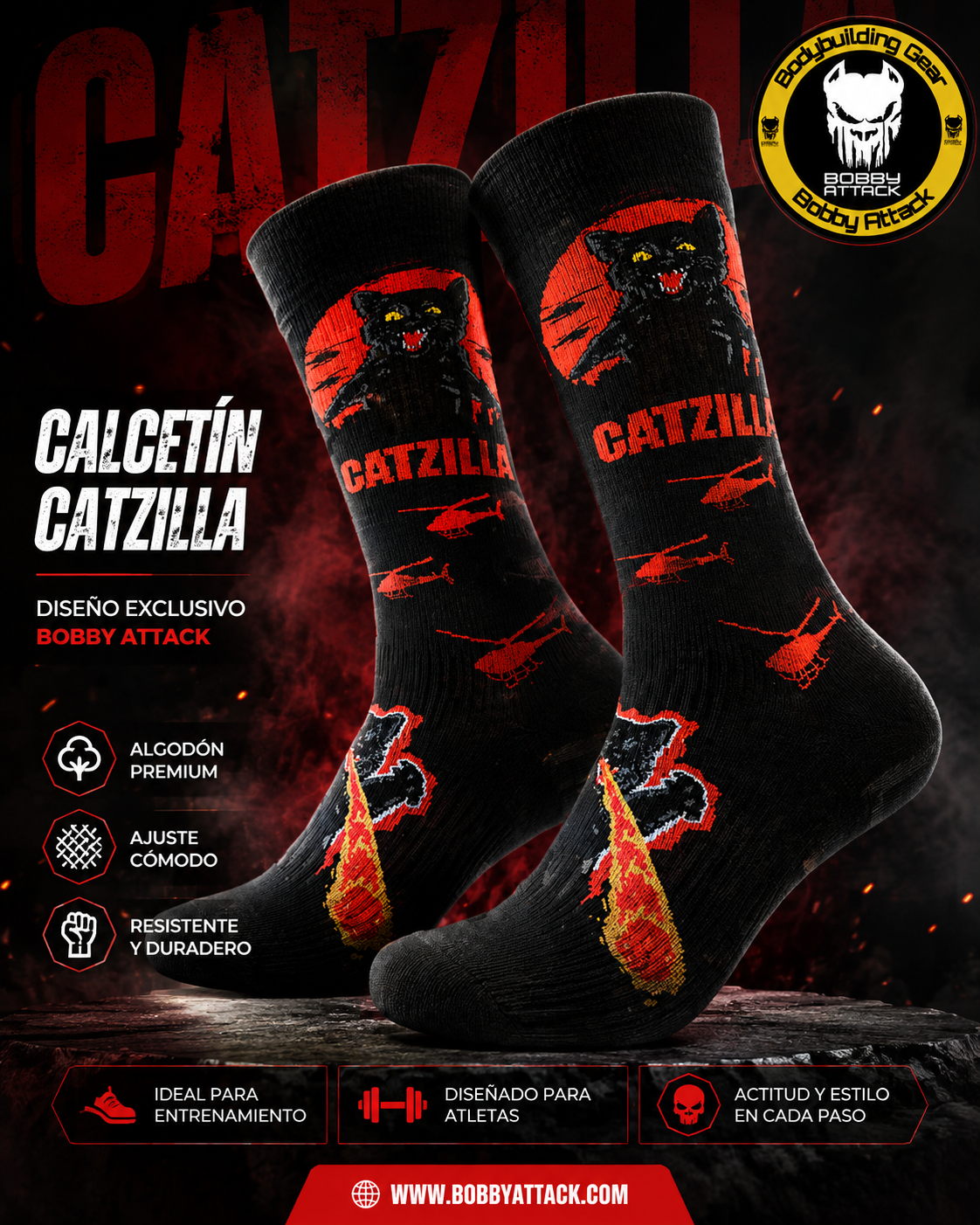 Calcetín hombre Gato Catzilla