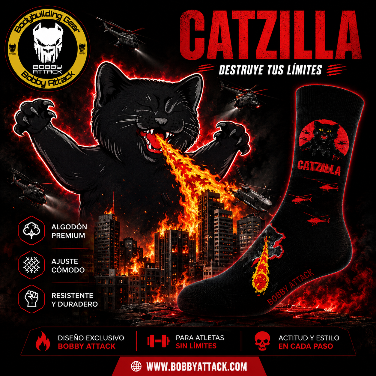 Calcetín hombre Gato Catzilla - Imagen 2