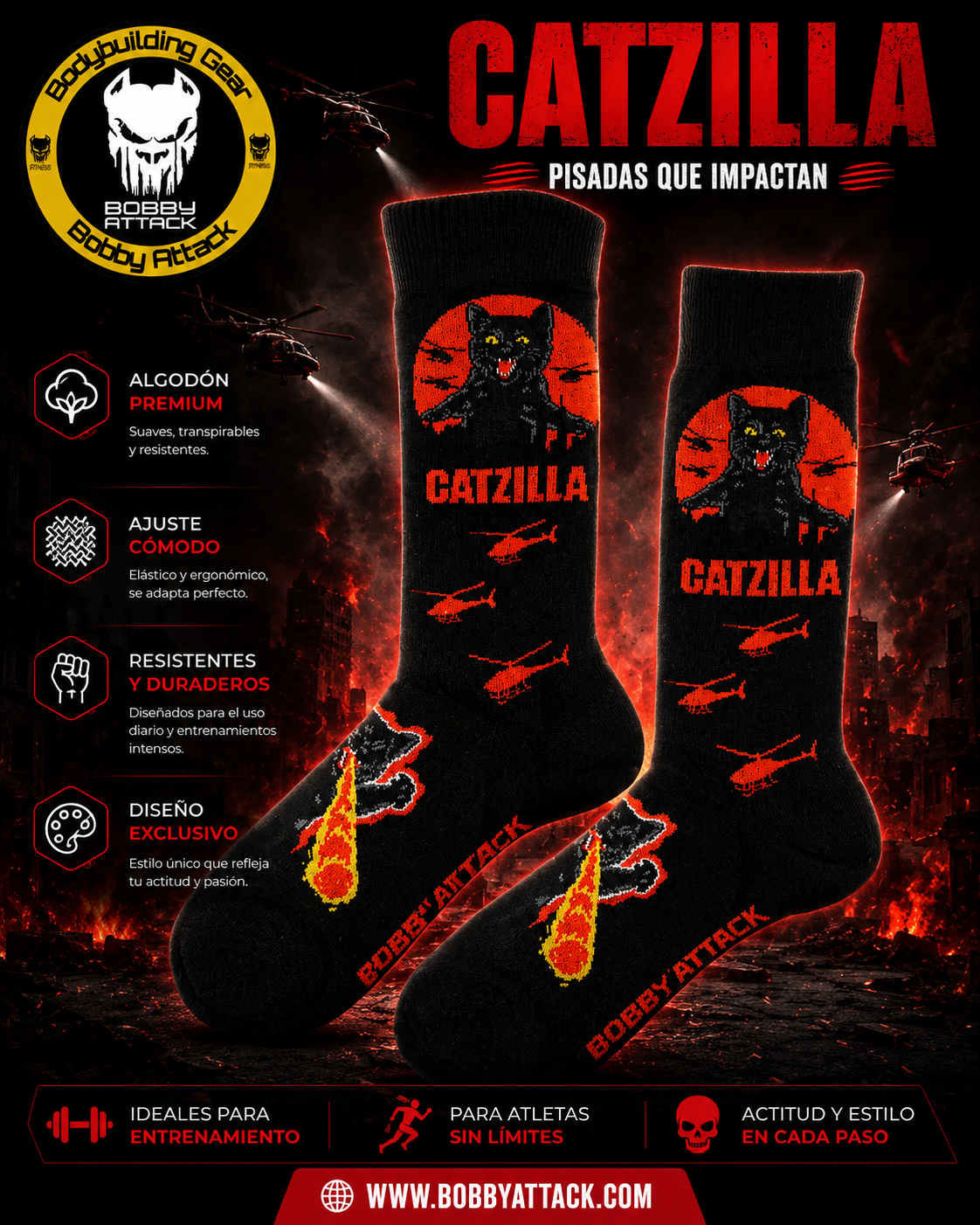 Calcetín hombre Gato Catzilla - Imagen 3