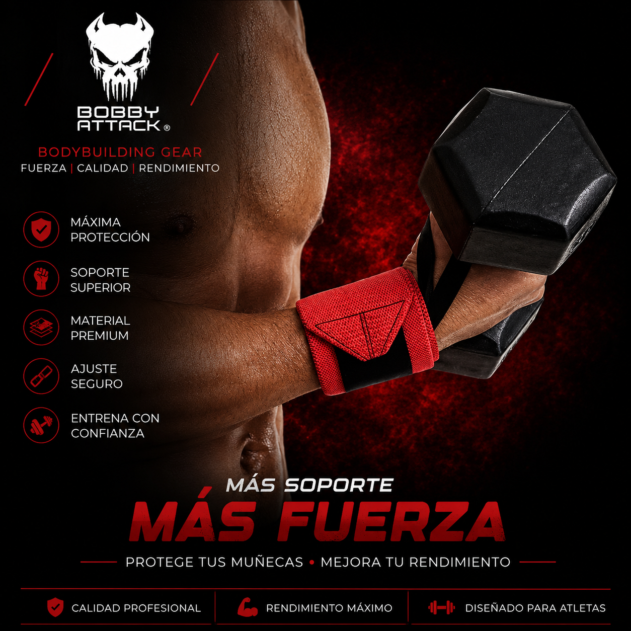 Muñequeras CrossFit Bobby Attack - Imagen 3