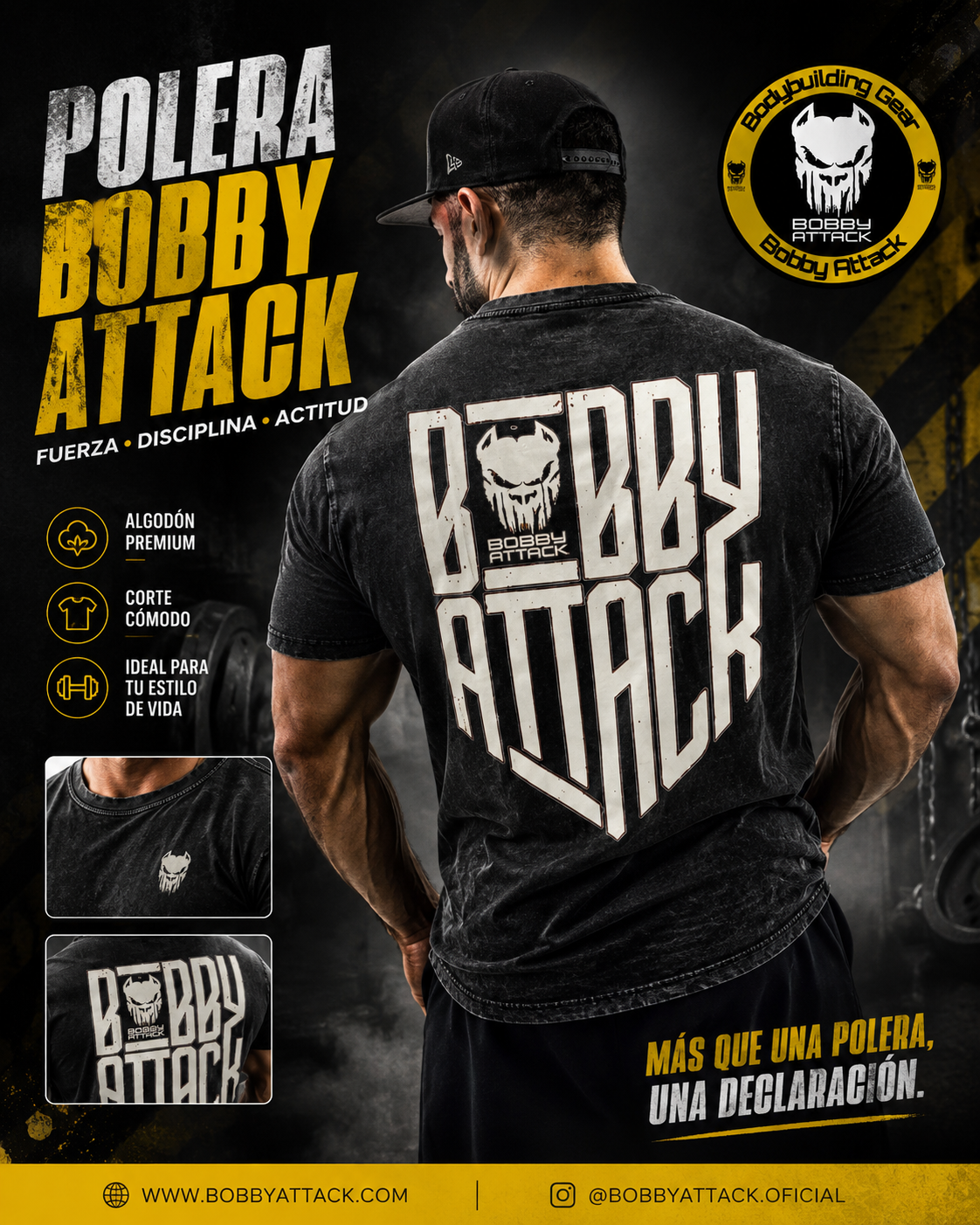 Polera Acid Wash Hombre Bobby Attack