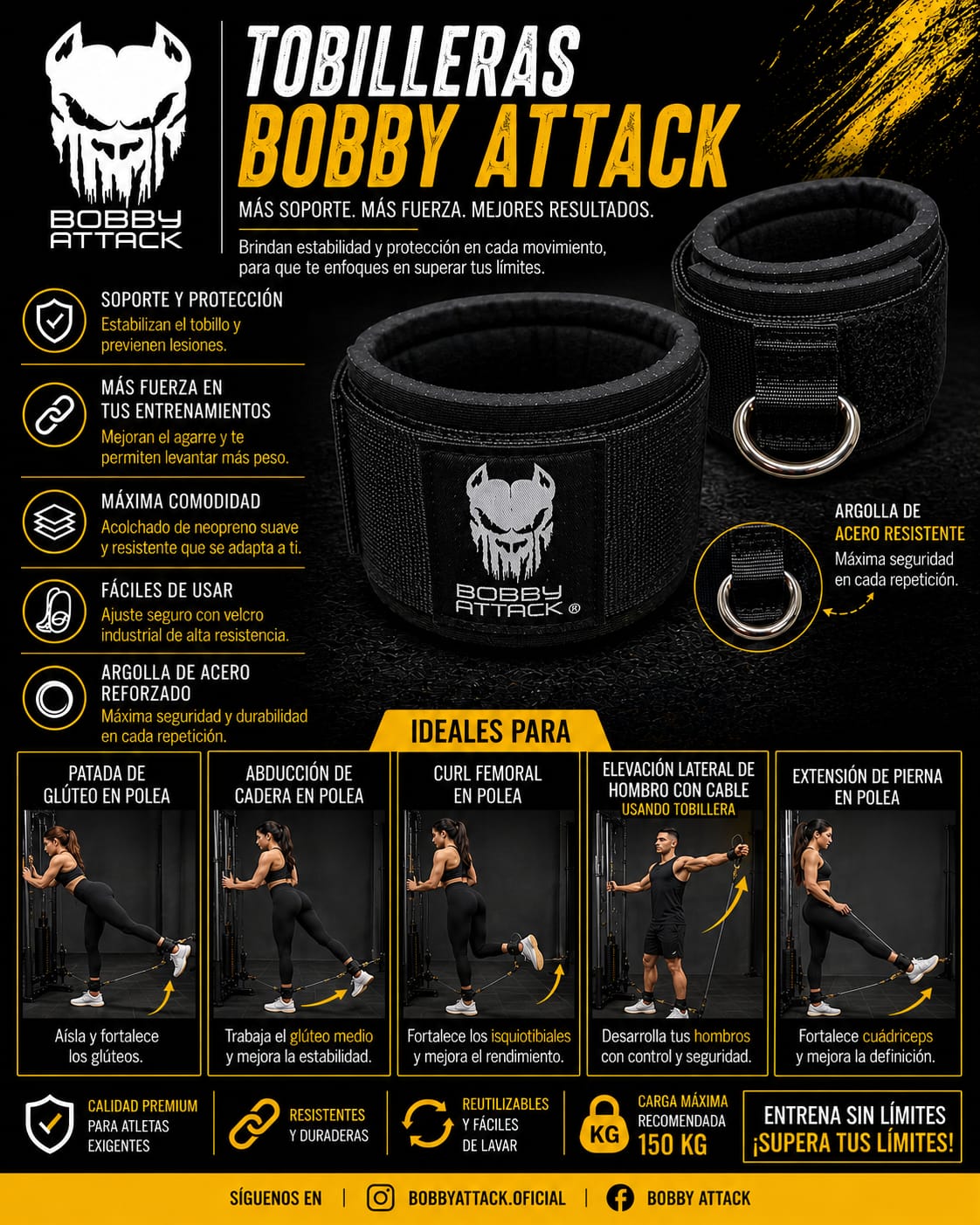 Tobilleras Polea Baja Bobby Attack - Imagen 2